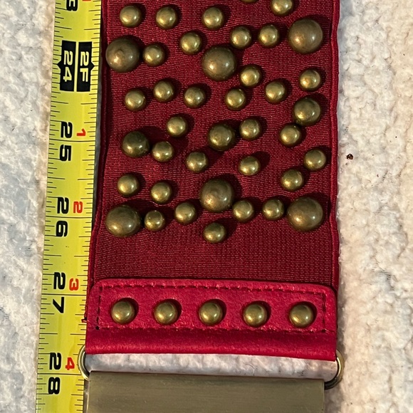 Vintage Studded Stretch Retro Red Belt - Picture 3 of 13